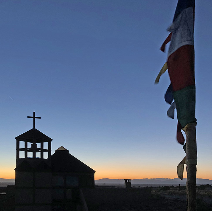 Cross at sunset at Miyo Samten Ling